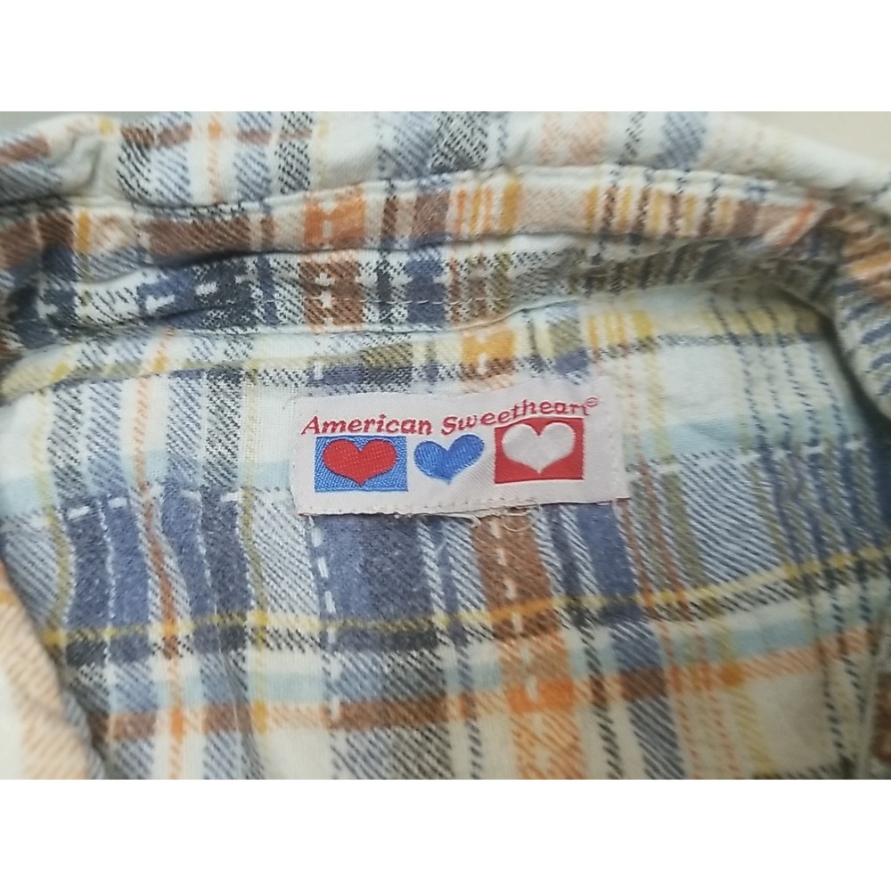 American Sweetheart Womens Plaid Long Sleeve Button Up Distressed Shirt - Picture 2 of 9